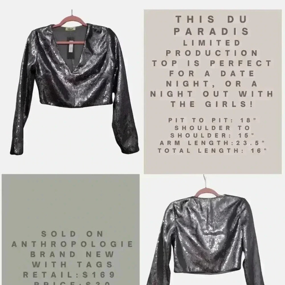 Silver Sequin Crop Top - Picture 4 of 4